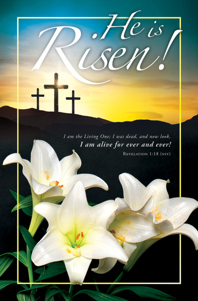 8.5" x 11" Bulletin - Easter - He Is Risen! - Rev 1:18 NIV - Pack of 100