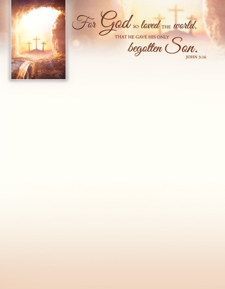 Letterhead - Easter - For God so loved the world - John 3:16 KJV - Pack of 100