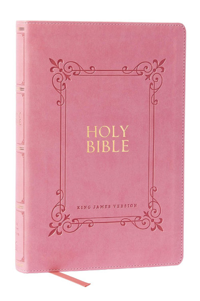 KJV Holy Bible Large Print Center Reference Bible, Comfort Print. Pink Soft Leather Look - Case of 12