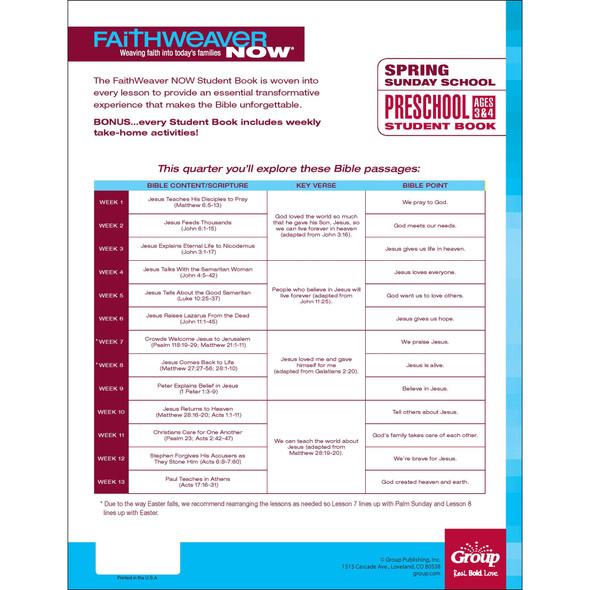 Spring 2026 FaithWeaver NOW Preschool Student Book: My Bible Hugs