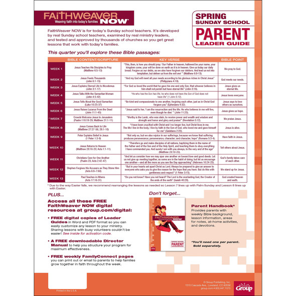 Spring 2026 FaithWeaver NOW Parent Leader Guide