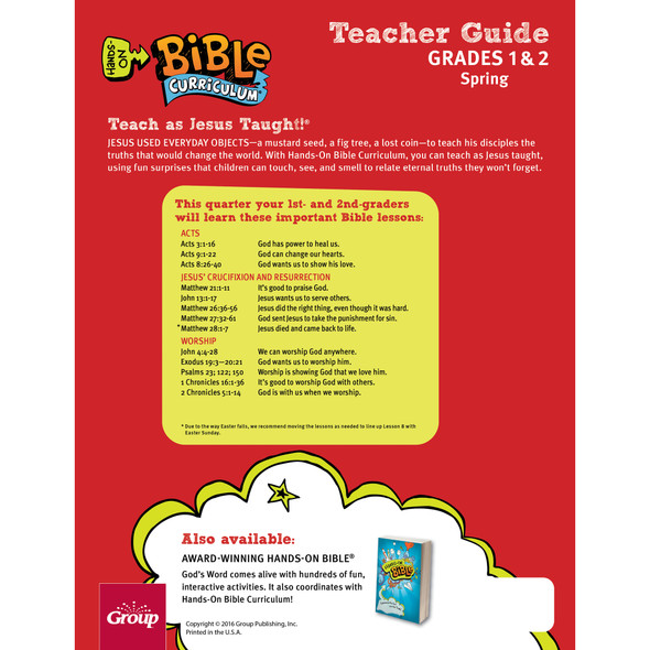 Spring 2026 Hands-On Bible Curriculum Grades 1 & 2 Teacher Guide