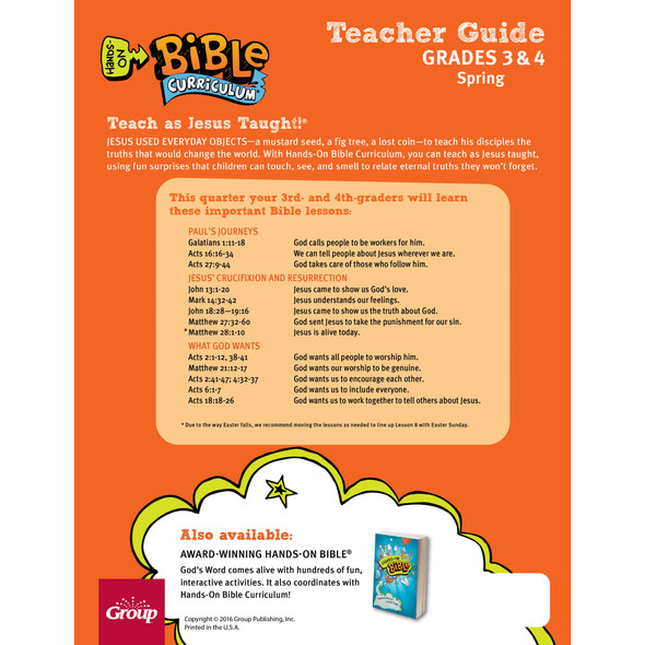 Spring 2026 Hands-On Bible Curriculum Grades 3 & 4 Teacher Guide