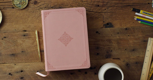 ESV Study Bible-Blush Rose, Fleur-de-lis Design TruTone - Case of 6