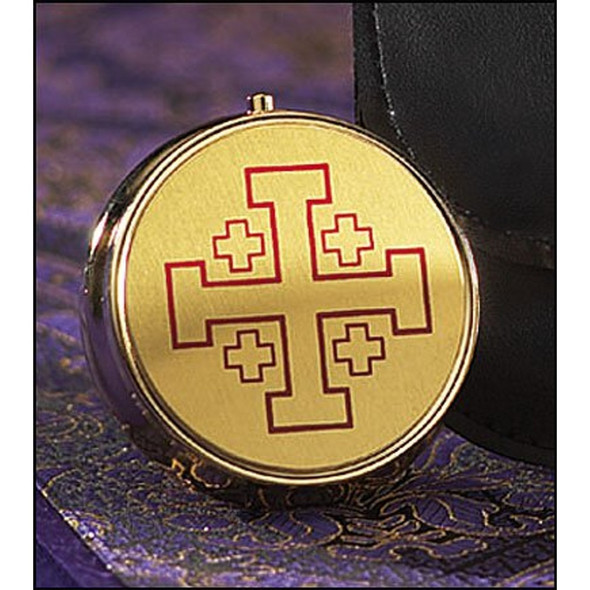 PEWTER & BRASS JERUSALEM CROSS PYX