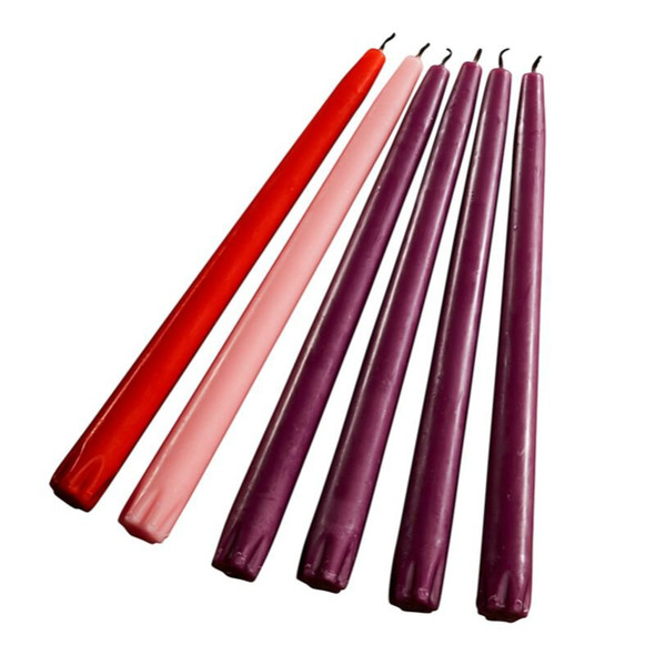 Lenten Candles - Set of 12 (8 Purple, 2 Pink, 2 Red)
