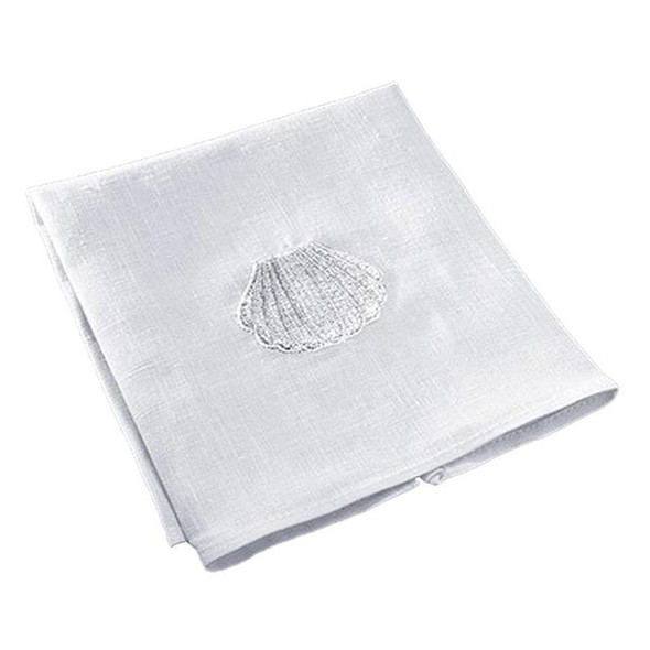 10.5" x 11" Baptismal Napkin - Embroidered Shell (4 pcs)
