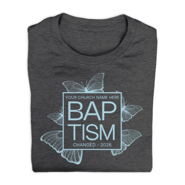 Easy Custom T-Shirt - One Color Design - Baptism - Butterfly Transformation - TBPT091