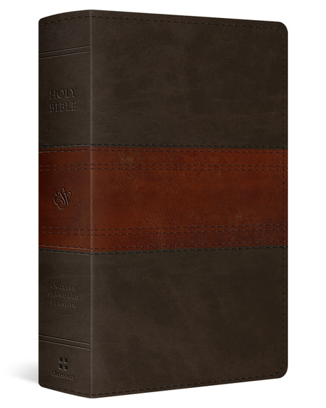 ESV Large Print Personal Size Bible, Red Letter, Thumb Indexed (TruTone, Forest/Tan, Trail Design) - Case of