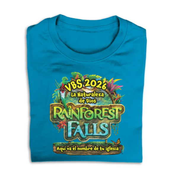 Easy Custom VBS T-Shirt - Full Color Design - Rainforest Falls Spanish VBS - VRFALFC07