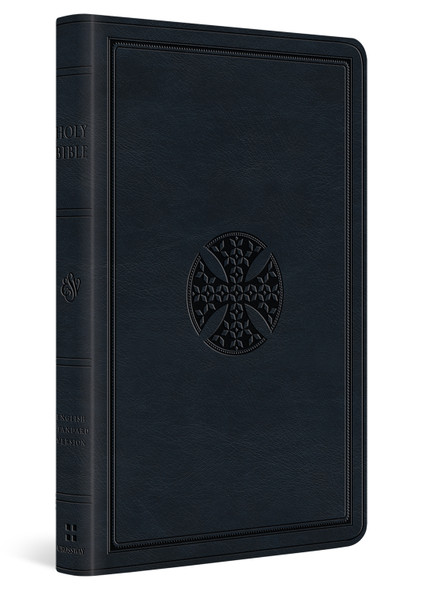 ESV Large Print Value Thinline Bible - Navy, Mosaic Cross Design Trutone - Case of 24