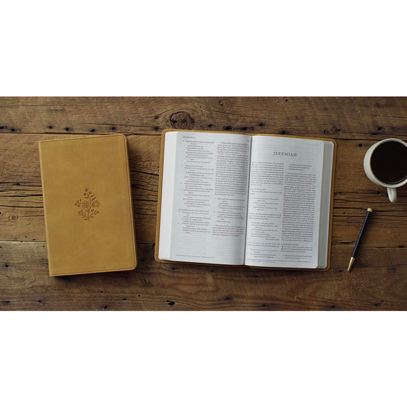ESV Large Print Value Thinline Bible - Nubuck Caramel, Wildflower Design Trutone - Case of 24