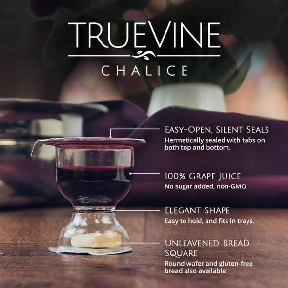 TrueVine Chalice Prefilled Communion Cups - Gluten Free Bread & Juice Sets (Box of 500)