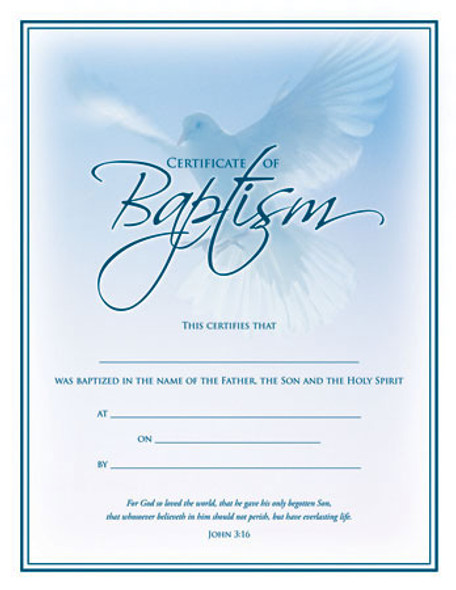 Baptism Certificate - Coated, Full Color - 8.5x11 - John 3:16