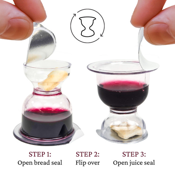 TrueVine Chalice Prefilled Communion Cups - Bread & WINE Sets (Box of 500)