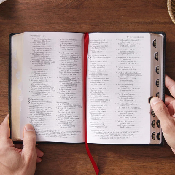 NKJV Personal Size Large Print Bible, Brown Leathersoft, Red Letter, Comfort Print (Thumb Indexed) - Case of 12