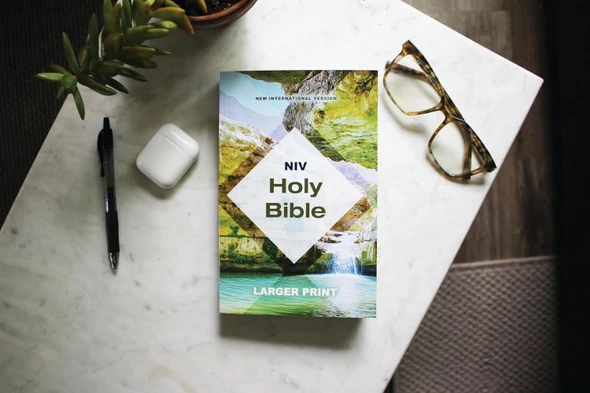 NIV Holy Bible Larger Print, Economy Edition, Paperback, Teal/Tan, Comfort Print - Case of 18