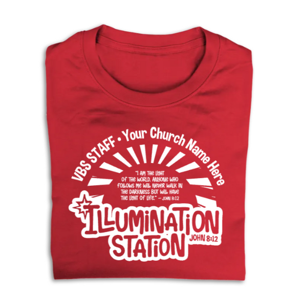 Easy Custom VBS T-Shirt - Glow in the Dark Ink - Illumination Station VBS - VGLOWLUM02