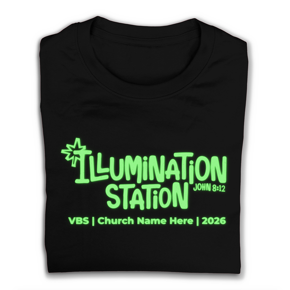 Easy Custom VBS T-Shirt - Glow in the Dark Ink - Illumination Station VBS - VGLOWLUM05