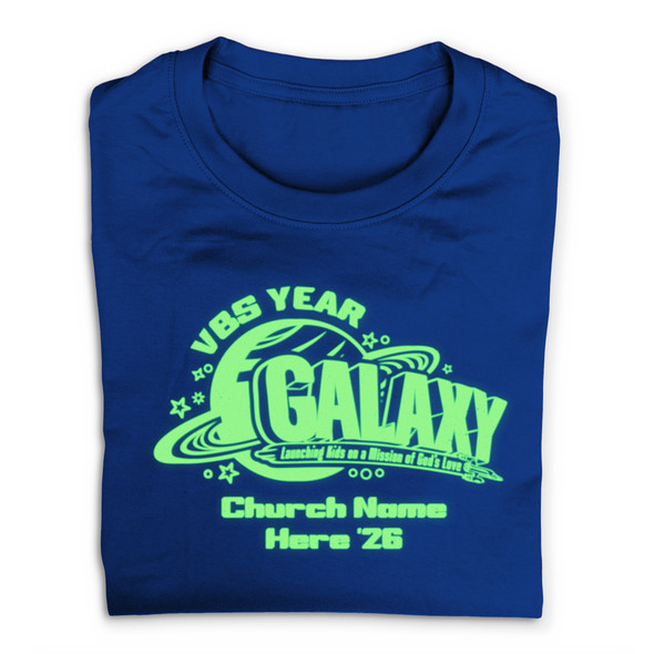 Easy Custom VBS T-Shirt - Glow in the Dark Ink - Galaxy VBS - VGLOWGAL01