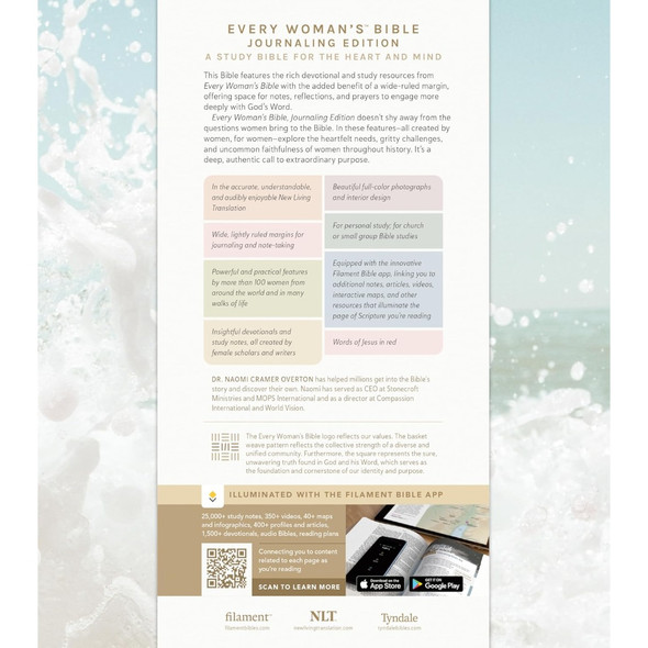 NLT Every Woman's Bible, Indexed, Journaling Edition, Filament Enabled (Leatherlike, Seafoam Blue)