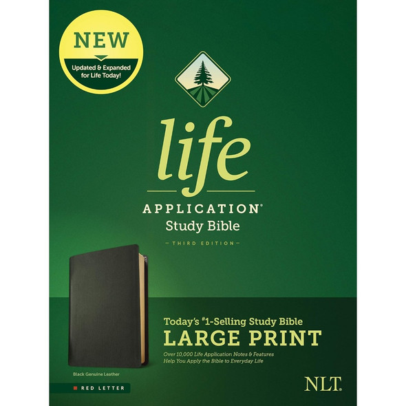 NLT Life Application Study Bible, Third Edition, Large Print (Genuine Leather, Black), Case of 6