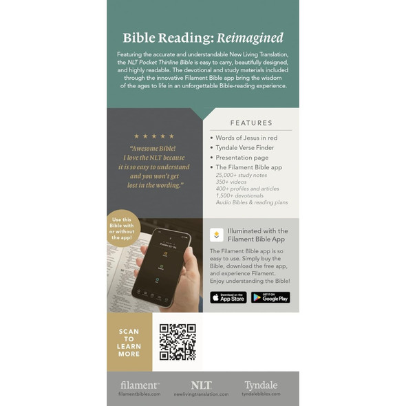 NLT Pocket Thinline Bible, Filament Enabled (Leatherlike, Blush Pink Flowers)