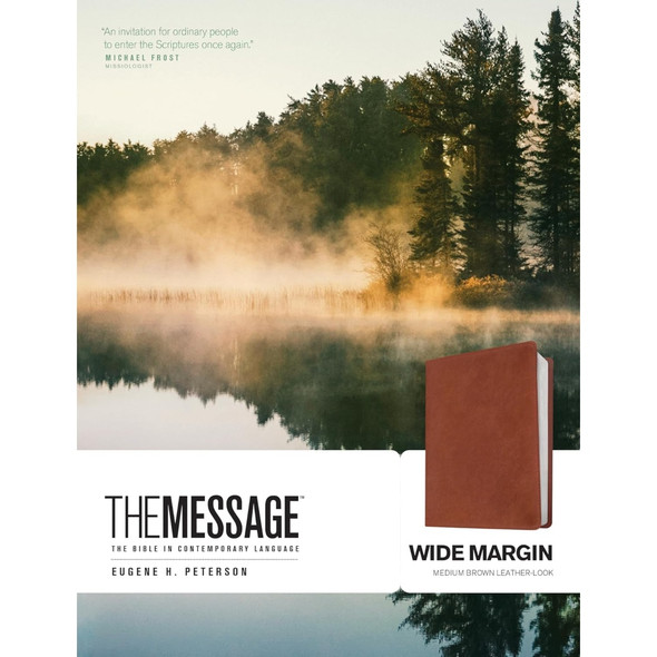 The Message Wide Margin Bible (Leather-Look, Medium Brown)
