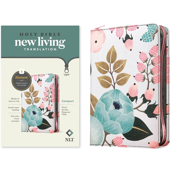NLT Compact Zipper Bible, Filament Enabled (Cloth, Floral Garden), Case of 40