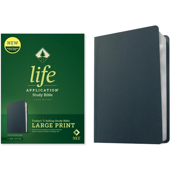 NLT Life Application Study Bible, Third Edition, Large Print (Genuine Leather, Navy Blue) - Case of 6