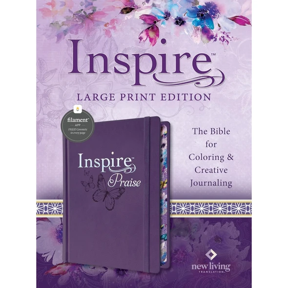 NLT Inspire PRAISE Bible, Large Print, Filament Enabled (LeatherLike Hardcover, Purple), Case of 8