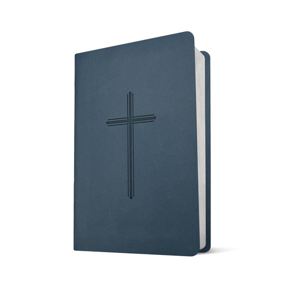 NLT Premium Value Compact Bible, Filament Enabled (Leatherlike, Navy Cross) - Case of 48