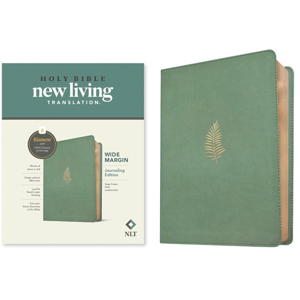 NLT Wide Margin Bible, Filament Enabled (Leatherlike, Sage Green) - Case of 12