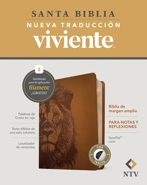Biblia de margen amplio NTV con Filament, Indexed (LeatherLike, Lion) - Case of 12