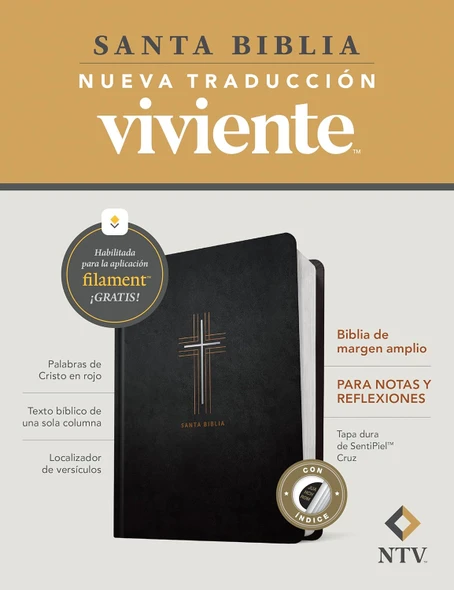 Biblia de Margen Amplio NTV con Filament, Indexed (LeatherLike, Cross) - Case of 12