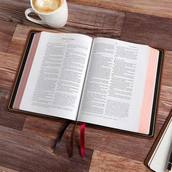 CSB Verse-by-Verse Reference Bible (Marbled Tan, Premium Calfskin) - Case of 10