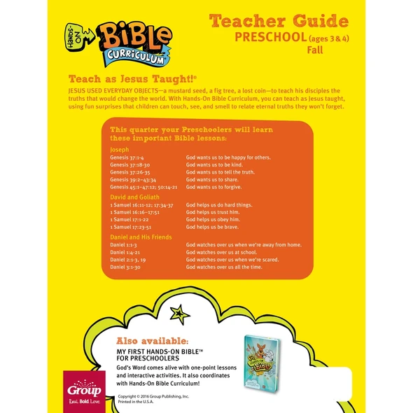 Preschool Teacher Guide, Hands-On Bible  Fall 2026
