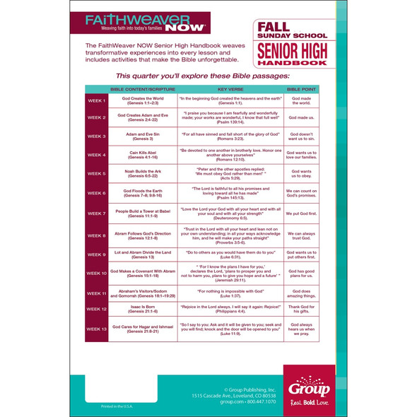 Senior High Handbook, FaithWeaver NOW Fall 2026