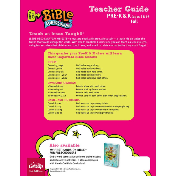 Pre-K & K Teacher Guide, Hands-On Bible Curriculum Fall 2026