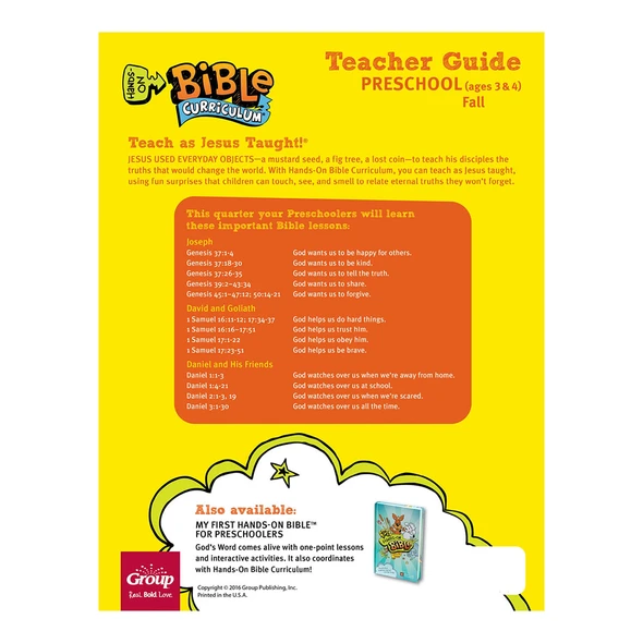 Preschool: Teacher Guide Download - Hands-On Bible Curriculum - Fall 2026