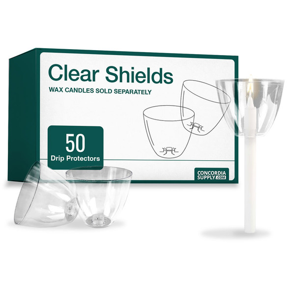 Clear Shield Wind & Drip Protectors - Box of 50 for Candlelight Service Candles