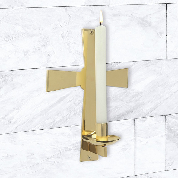 Wall-Mount Candleholder Plain Cross