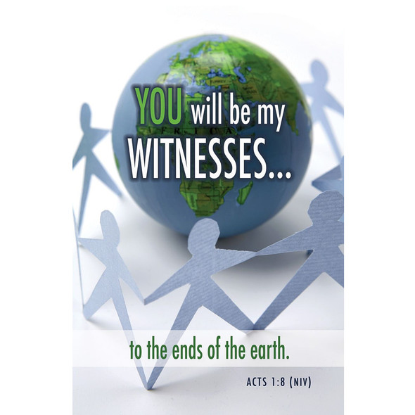 Church Bulletin 11" - Missions - You will be my witnesses - Acts 1:8 NIV (Pack of 100)