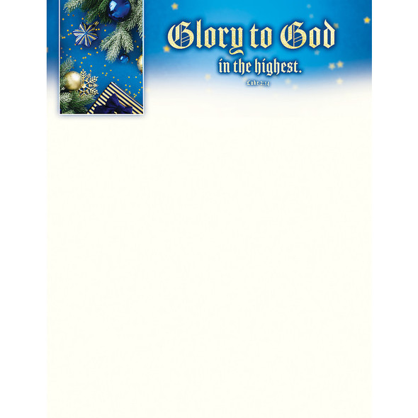 Letterhead 8.5" x 11" - Christmas - Glory to God in the highest - Luke 2:14 KJV (Pack of 100)
