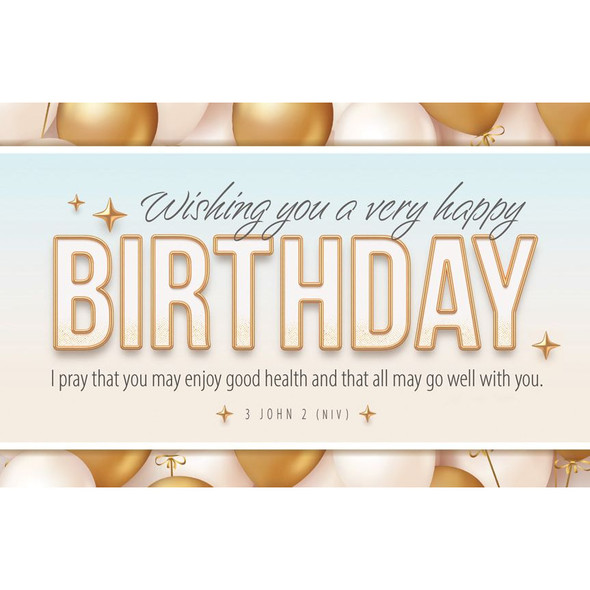 Postcards - Adults - Birthday - Wishing You a Very Happy Birthday - 3 John 2 NIV (Pack of 25)