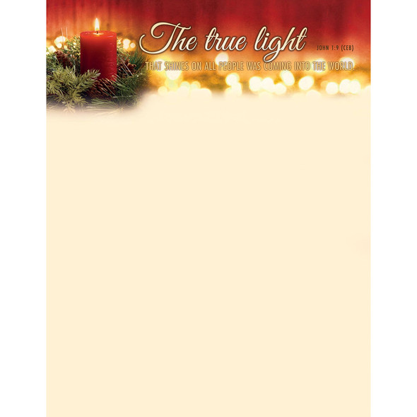 Letterhead 8.5" x 11" - Christmas - The True Light That Shines... - John 1:9 CEB (Pack of 100)