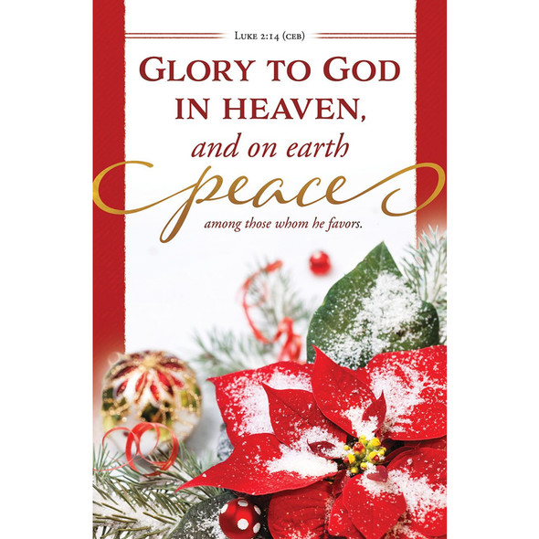 Church Bulletin - Christmas - Glory to God in heaven, and on earth peace. - Luke 2:14 CEB (Pack of 100)
