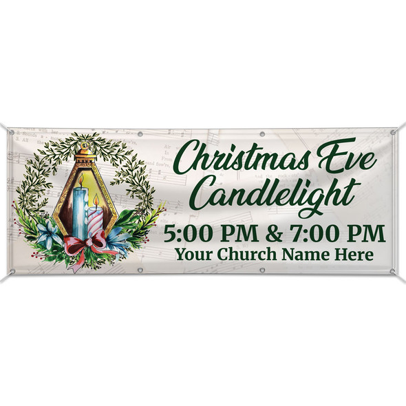 Outdoor Christmas Banner - Candlelight Hymn Background - BFA260300