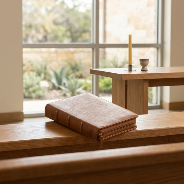 CSB Single-Column Compact Bible, Holman Handcrafted Collection, Zipper Closure, Marbled Tan Premium Calfskin - Case of 16