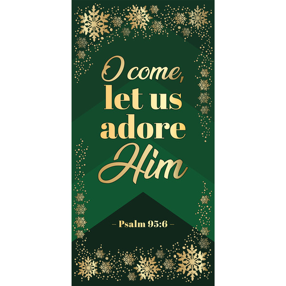 Church Banner - Green and Gold Glory to God Set - Let Us Adore Him